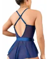Mavi Dantel İşlemeli Kurdelalı Fantezi Tül Babydoll