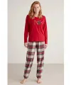 ieg™ Nautıca W606 Kadın Uzun Kollu Ekoseli Pijama Takımı