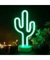 Neon Işıklı Kaktüs Masa Gece Lambası