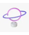 Neon Işıklı Satürn Lamba (Pil + USB)