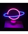 Neon Işıklı Satürn Lamba (Pil + USB)