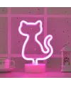 Neon Kedi Masa Gece Lambası Pembe Işık