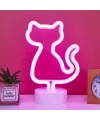 Neon Kedi Masa Gece Lambası Pembe Işık
