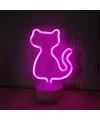 Neon Kedi Masa Gece Lambası Pembe Işık