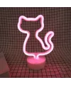 Neon Kedi Masa Gece Lambası Pembe Işık