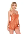 Oranj Saten Babydoll Şort Takımı