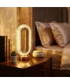 Oval Şeklinde Kristal LED Masa Lambası – Dokunmatik, 3 Renk Işık Modlu, Şarjlı Dekoratif Gece Lambası