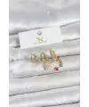 Pirinç Gold Renk Çiçek Model 3lü Kadın Küpe TJ-BKP11717