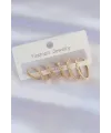 Pirinç Gold Renk İnce Oval Küpe Seti TJ-BKP8988