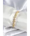 Pirinç Gold Renk Kalp Model Kadın Bileklik TJ-BB7982
