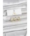 Pirinç Gold Renk Nazarlı Model 3lü Kadın Küpe TJ-BKP11711