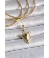 Pirinç Gold Renk Zirkon Taşlı 3D Üçgen Model Ajda Charm TJ-BC1002