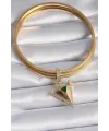 Pirinç Gold Renk Zirkon Taşlı 3D Üçgen Model Ajda Charm TJ-BC1002