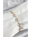 Pirinç Gold Renk Zirkon Taşlı Kadın Bileklik TJ-BB7050