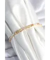 Pirinç Gold Renk Zirkon Taşlı Kadın Bileklik TJ-BB7971