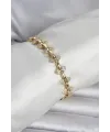 Pirinç Gold Renk Zirkon Taşlı Kadın Bileklik TJ-BB8401
