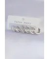 Pirinç Gümüş Renk Oval Küpe Seti TJ-BKP8999