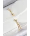 Pirinç Zirkon Taşlı Baget Model Gold Renk Kadın Bileklik TJ-BB7863