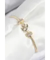 Pirinç Zirkon Taşlı Yonca Model Gold Renk Kadın Bileklik TJ-BB7897