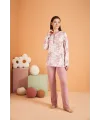 ieg™ PJS 28016 Kadın Uzun Kol Yarı Patlı Desenli Pijama Takım