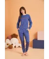 ieg™ PJS 28081 Kadın Uzun Kol Yuvarlak Yaka Kalpli Pijama Takım