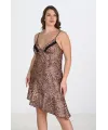 Premium Büyük Beden Saten Leopar Gecelik Bigsize