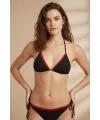 ieg™ Premium Kadın 4’lü Fitilli Set – Siyah Kırmızı Biyeli (Pijama Üst, Pantolon, Bikini Takımı)