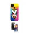 ieg™ Redmi 9C Kılıf Siluet Çizgi Koleksiyonu - Siyah 3D Antistatik Mat Seramik Nano Ekran Koruyucu