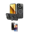 ieg™ Redmi Note 13 4G Kılıf Kıvılcım Modern Serisi - Siyah 3D Antistatik Mat Seramik Nano Ekran Koruyucu