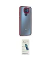ieg™ Redmi Note 9 Kılıf Eksen Doku Prime - Şeffaf Pasifik Cam Ekran Koruyucu