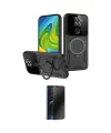 ieg™ Redmi Note 9 Kılıf Kıvılcım Modern Serisi - Siyah 3D Antistatik Hayalet Cam Ekran Koruyucu