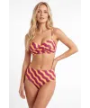 Renkli Straplez Yüksek Bel Bikini Takımı