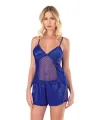 Saks Saten Babydoll Şort Takımı