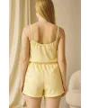 Sarı Üstüne Desenli Askılı Şortlu Pijama Takımı