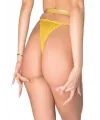 Sarı Zincir Aksesuarlı Dantelli Fantezi String Tanga