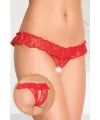  Fantezi Üstü Fırfırlı Ağı Açık Kırmızı Dantel Tanga - String IEG0020