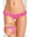  Fantezi Üstü Fırfırlı Ağı Açık Pembe Dantel Tanga - String IEG0019