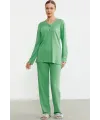 ieg™ Sementa 76438 Yarım Düğmeli Cep Detaylı Pijama Takım