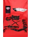 Sexy Görselli Oyun Kartı Kama Sutra 7li Kırmızı Siyah Harness Set