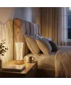 Silindirik Kristal Çizgi Model LED Masa Lambası – Gold Tabanlı, Dokunmatik, 3 Renk Işık Modlu, Şarjlı Modern Dekoratif Gece Lambası