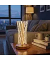 Silindirik Kristal Çizgi Model LED Masa Lambası – Gold Tabanlı, Dokunmatik, 3 Renk Işık Modlu, Şarjlı Modern Dekoratif Gece Lambası
