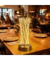 Silindirik Kristal Çizgi Model LED Masa Lambası – Gold Tabanlı, Dokunmatik, 3 Renk Işık Modlu, Şarjlı Modern Dekoratif Gece Lambası