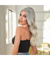 Siyah Beyaz Platin Ombre ve Röfleli Tül Peruk