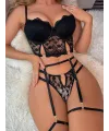 Siyah Dantelli Jartiyer Fantezi Seksi Büstiyer Takımı