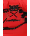 Siyah İçi Tüylü Maske,Kol,Bacak,Ağız Topu,Kırbaç,Tasma Set