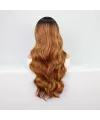 Siyah Karamel Balköpüğü Ombre Fiber Sentetik Geniş Dalgalı Tül Peruk