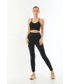 Siyah MI Emay 3921 Soft Seamless Ripli Tayt Yoga Takımı