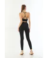 Siyah MI Emay 3921 Soft Seamless Ripli Tayt Yoga Takımı