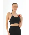 Siyah MI Emay 3921 Soft Seamless Ripli Tayt Yoga Takımı