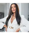 Siyah / Ön ve Arka Kahverengi Işıltılı Tül Peruk